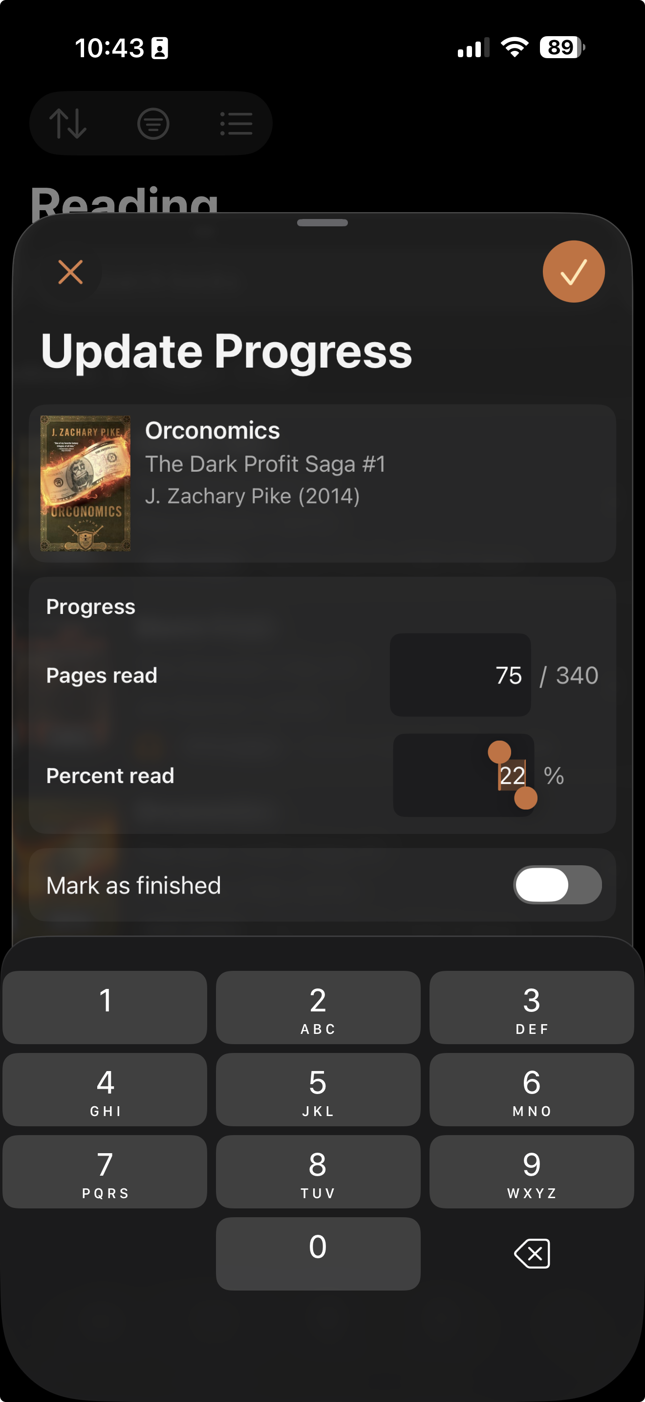 Update progress screen